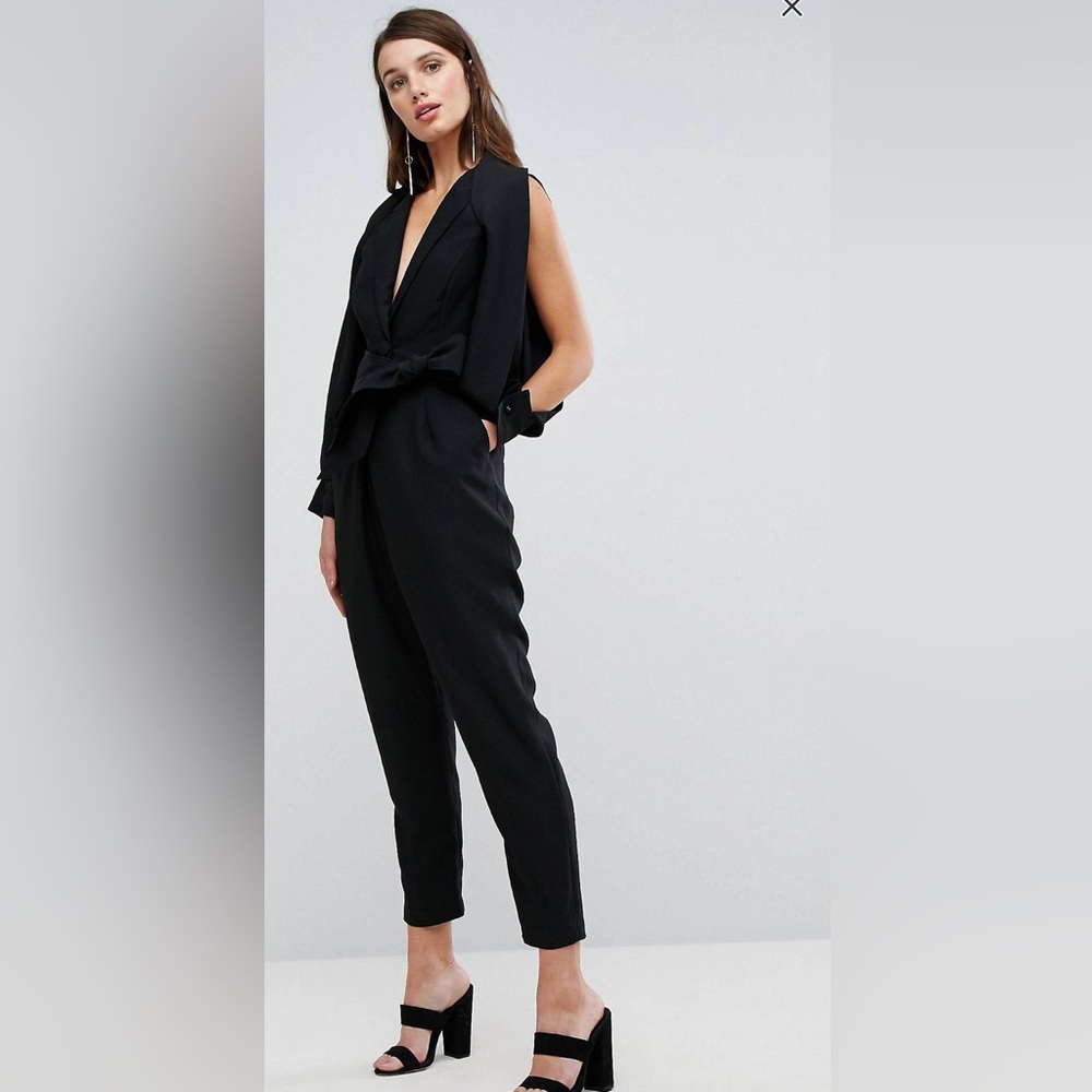 C/MEO COLLECTIVE Black Solitary Tie Up jumpsuit. Size Small